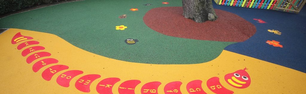 Bespoke Playground Surfacing With Graphics in Northampton