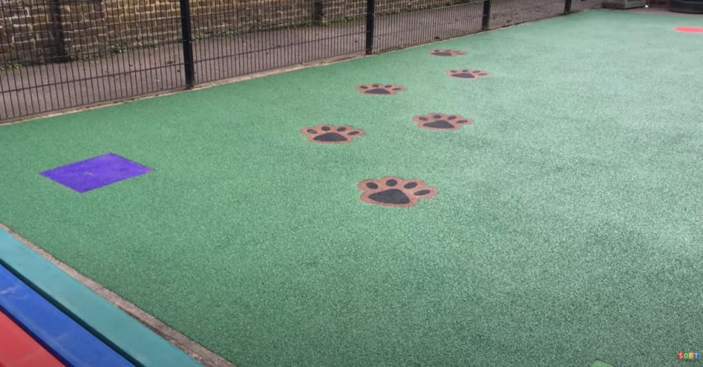 Spongy playground flooring construction that we carried out in Woking, Surrey