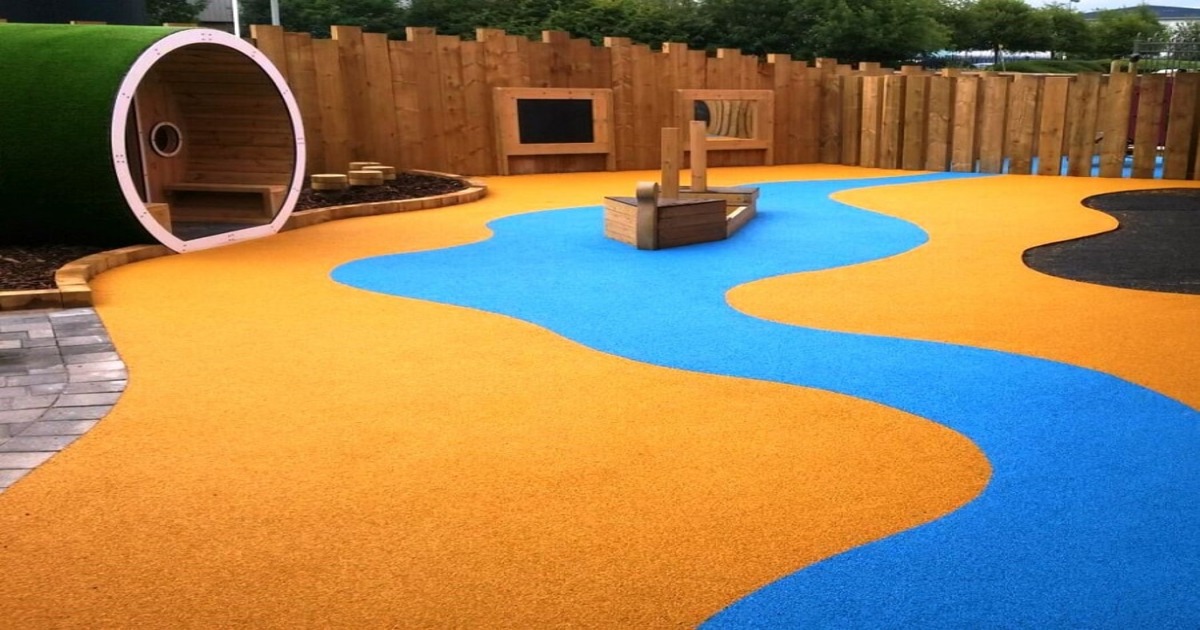 Blue and Yellow Wetpour Replacement